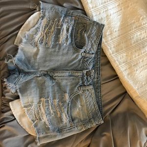 American eagle high rise festival denim shorts